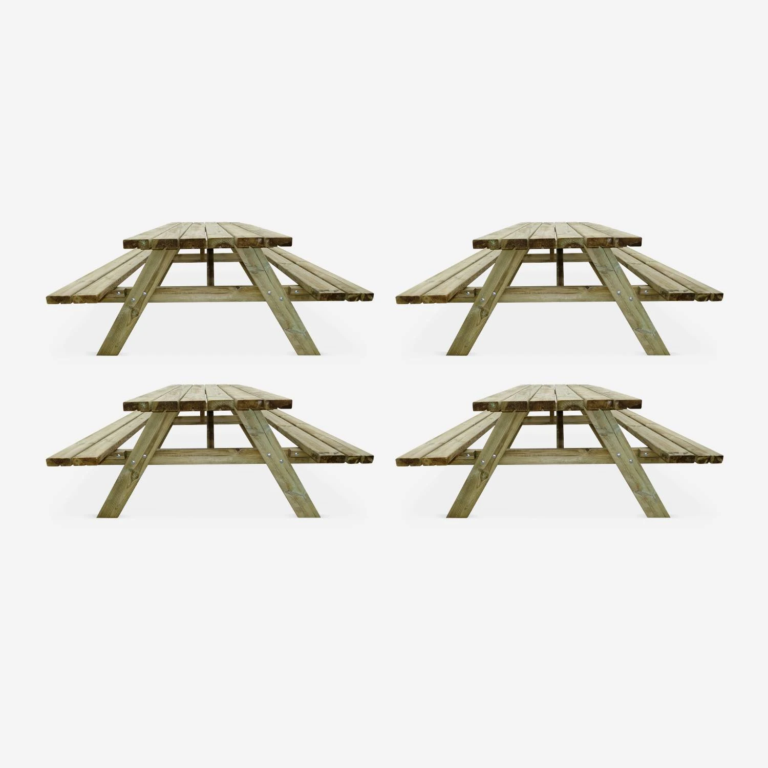 Table Picnic En Bois 6 Places 180cm (lot De 4) – Image 2