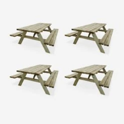 Table Picnic En Bois 6 Places 180cm (lot De 4)