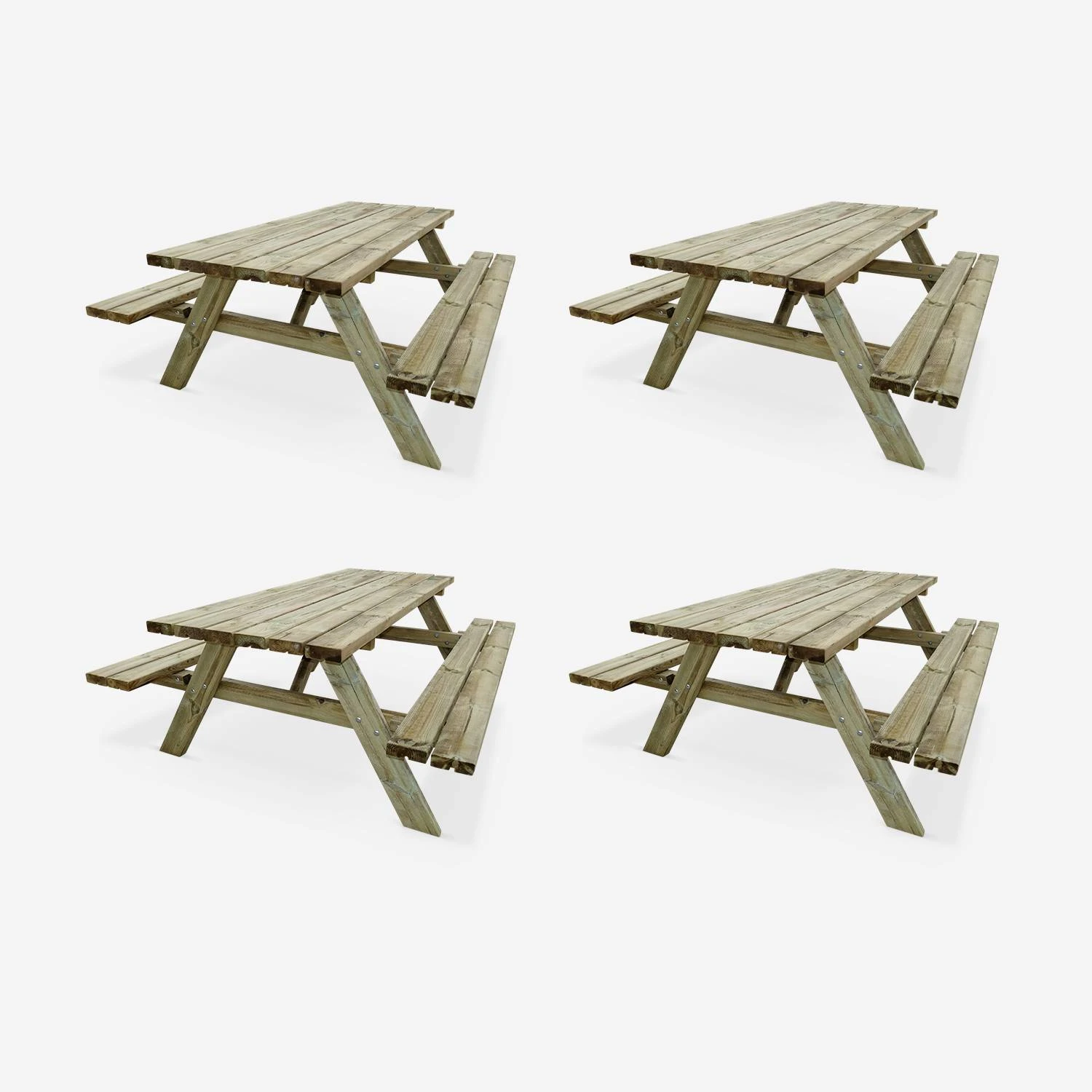 Table Picnic En Bois 6 Places 180cm (lot De 4)