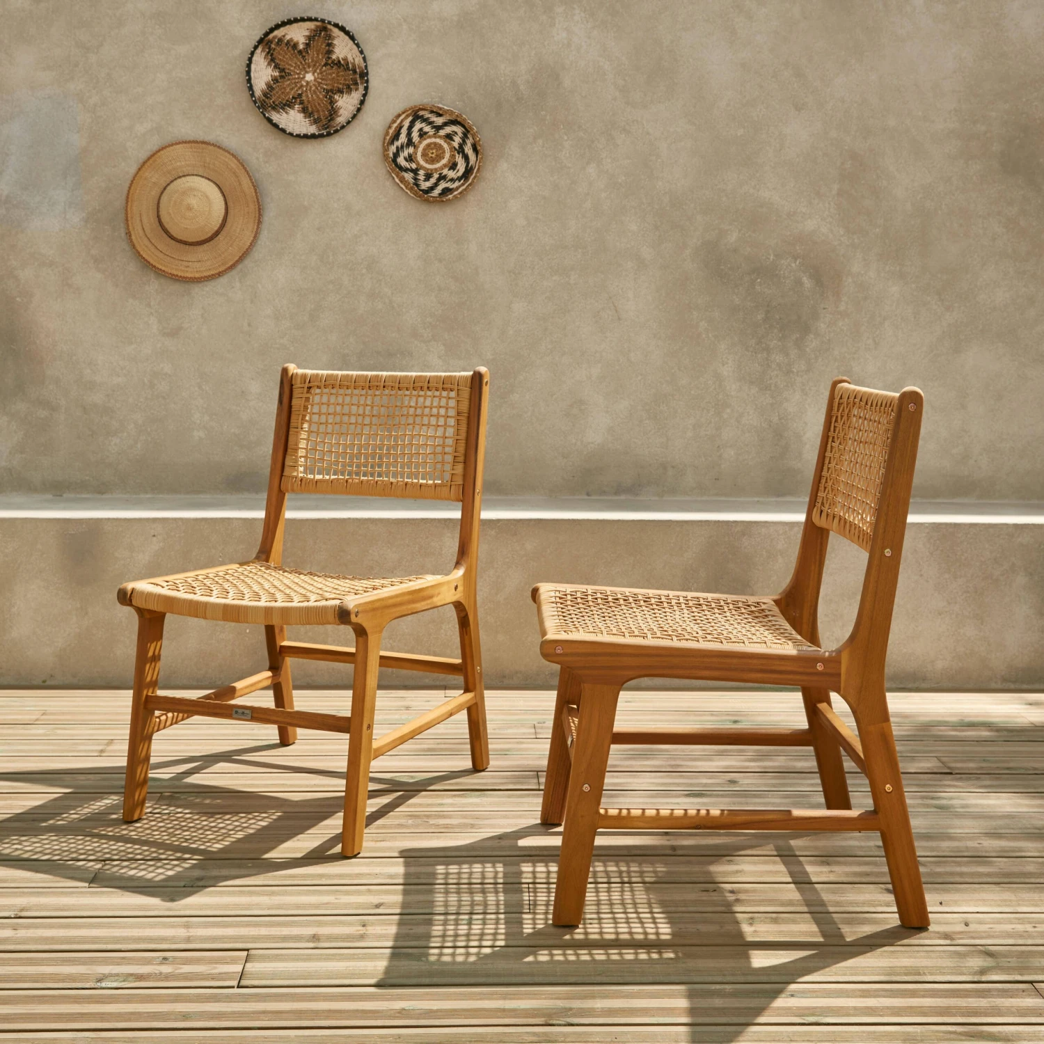 Chaise De Jardin En Cannage Et Bois (lot De 2) – Image 2