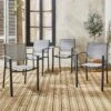 Fauteuil De Jardin Empilables Aluminium Et Textilène (lot De 4) Couleur : Gris Clair