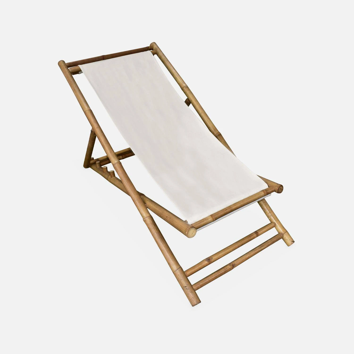 Lot De 2 Chiliennes Bambou , Toile Naturelle Pliable, Multi Positions – Image 5