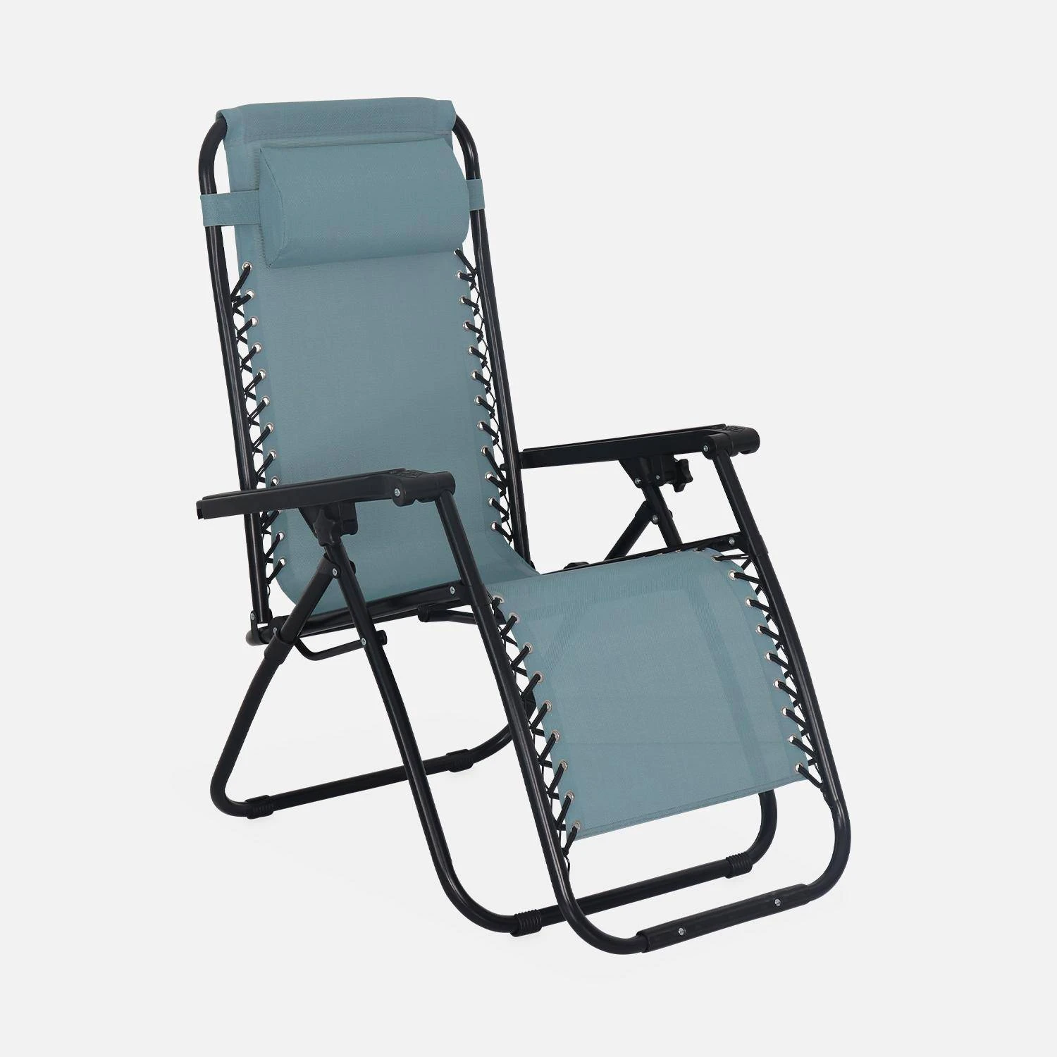 Fauteuil Relax Pliable Multi Positions Textilène (lot De 2) Couleur : Émeraude – Image 2