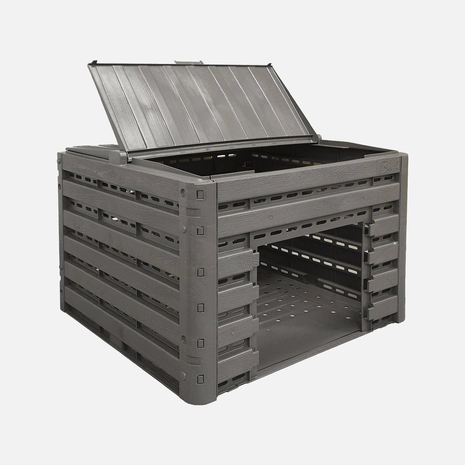 Lot De 2 Composteurs De Jardin Noirs, Plastique Recyclé, Double Ouverture, 400L – Image 3