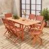 Table De Jardin Extensible Bois , 6 Chaises Couleur : Bois / Terra Cotta