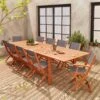 Table De Jardin Extensible Bois, 10 Chaises Couleur : Bois / Anthracite