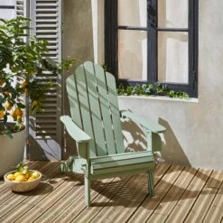 Fauteuil De Jardin Pliable Bois Couleur : Vert De Gris