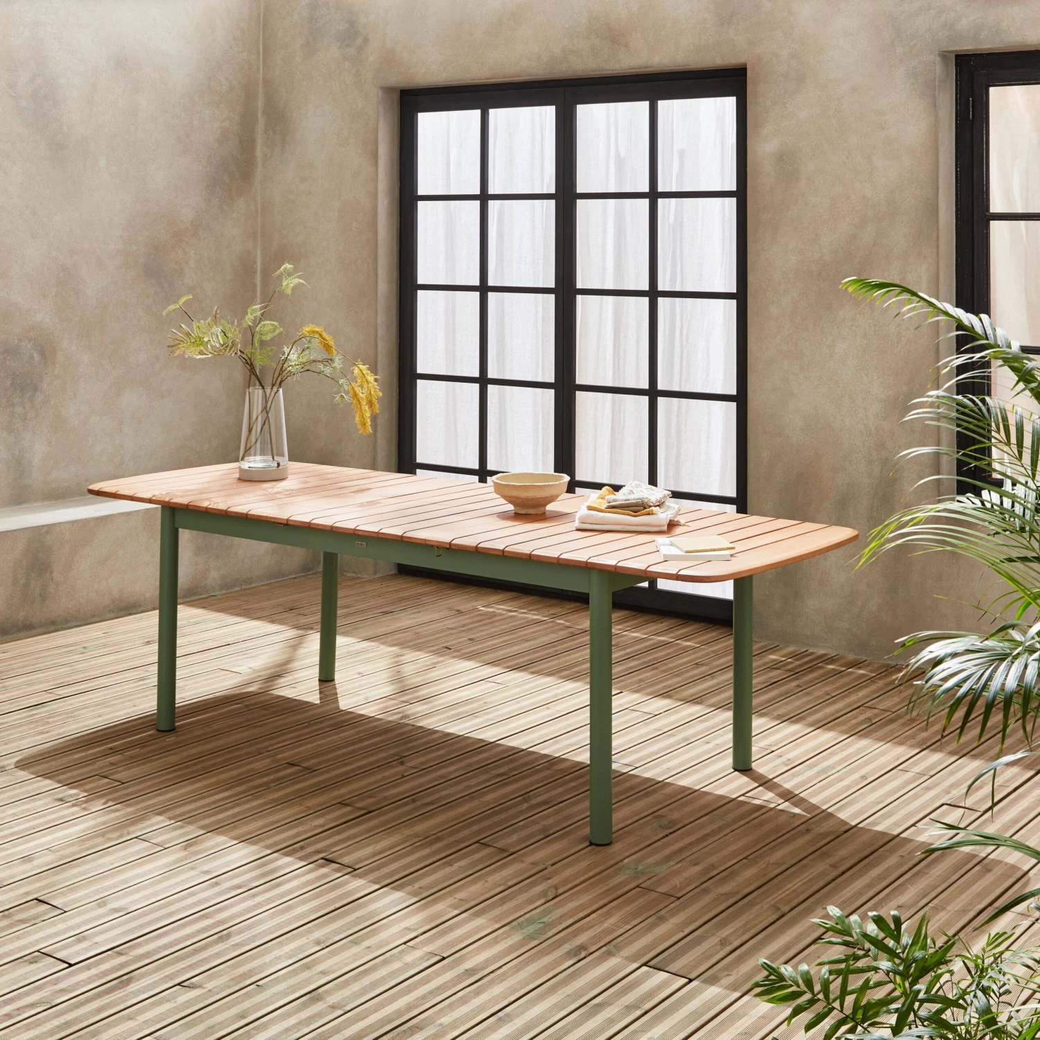 Table De Jardin Extensible Bois Et Métal 6 à 8 Places – Image 2