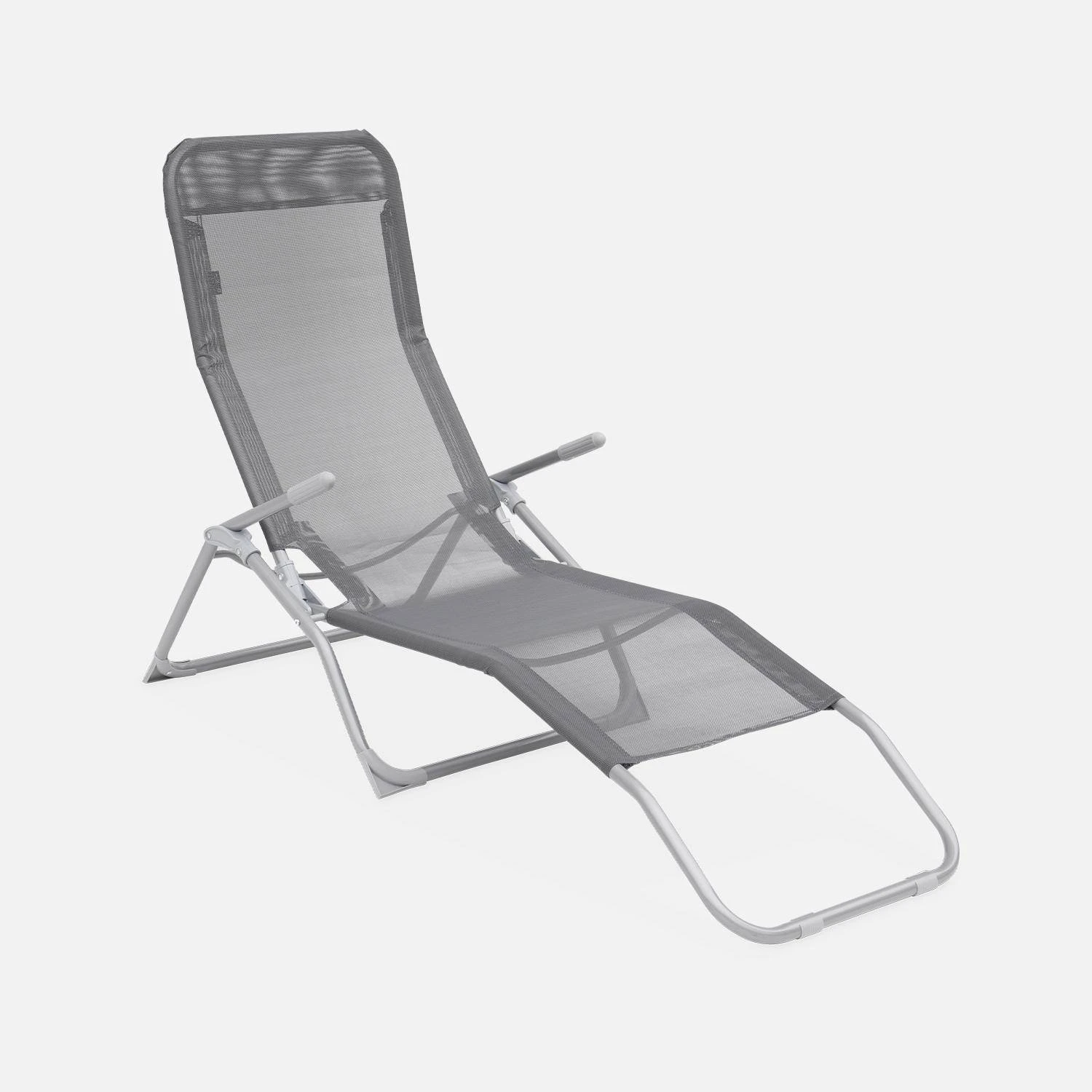 Bain De Soleil Textilène Pliant Avec 2 Positions (lot De 2) Couleur : Anthracite – Image 2