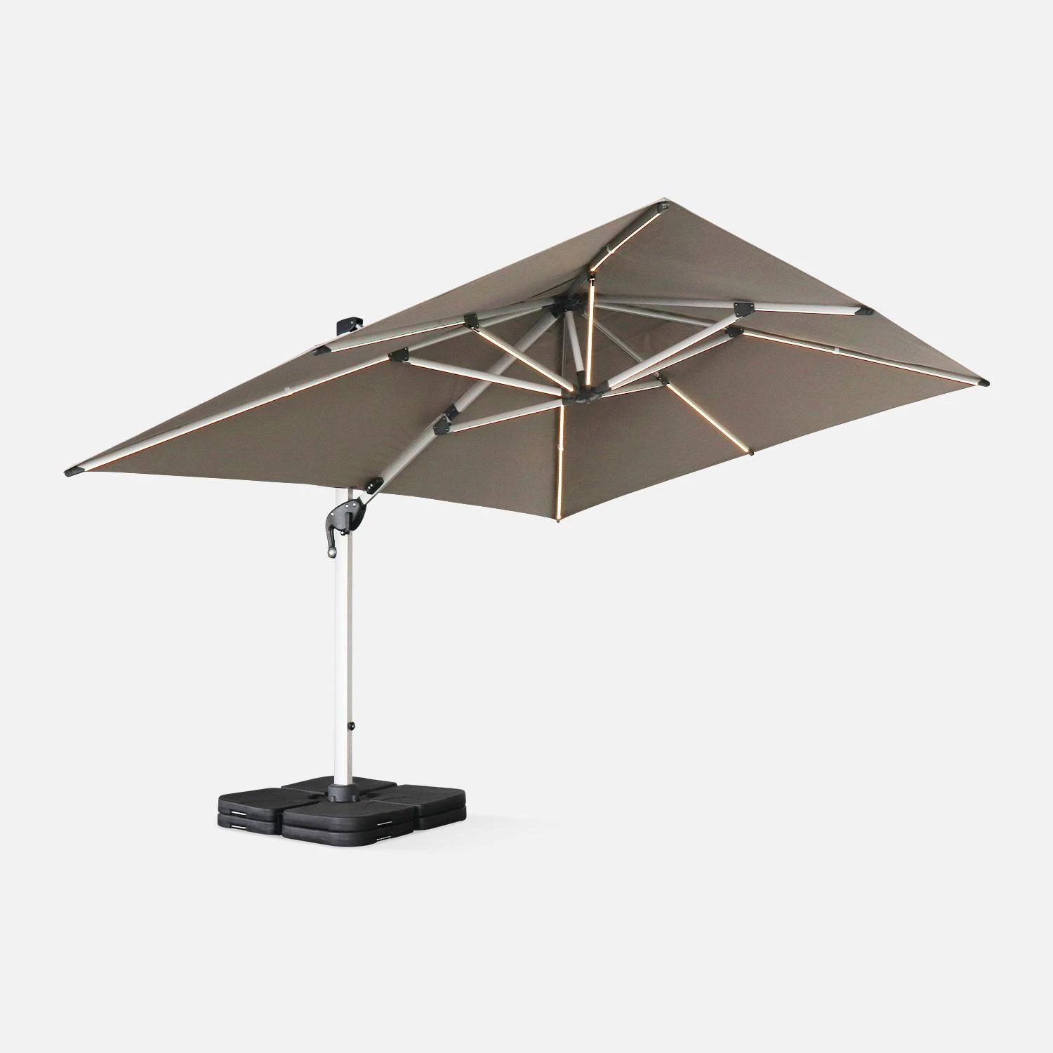 Parasol LED Déporté Rectangulaire 3x4m Couleur : Taupe – Image 3