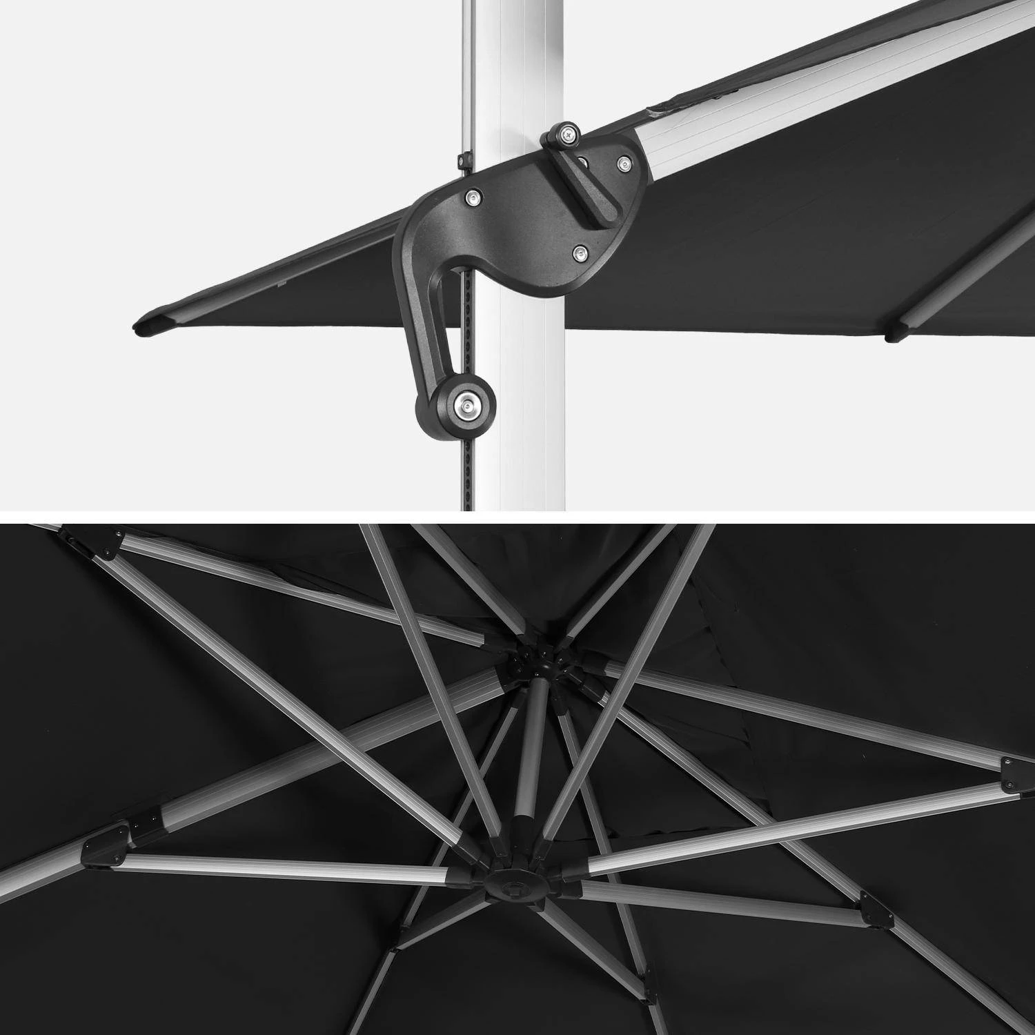 Parasol Déporté Carré 4x4m Couleur : Anthracite – Image 3