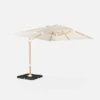 Parasol Déporté Rectangulaire 3x4m, Mât Effet Bois + Dalles à Lester 50x50cm Couleur : Ecru