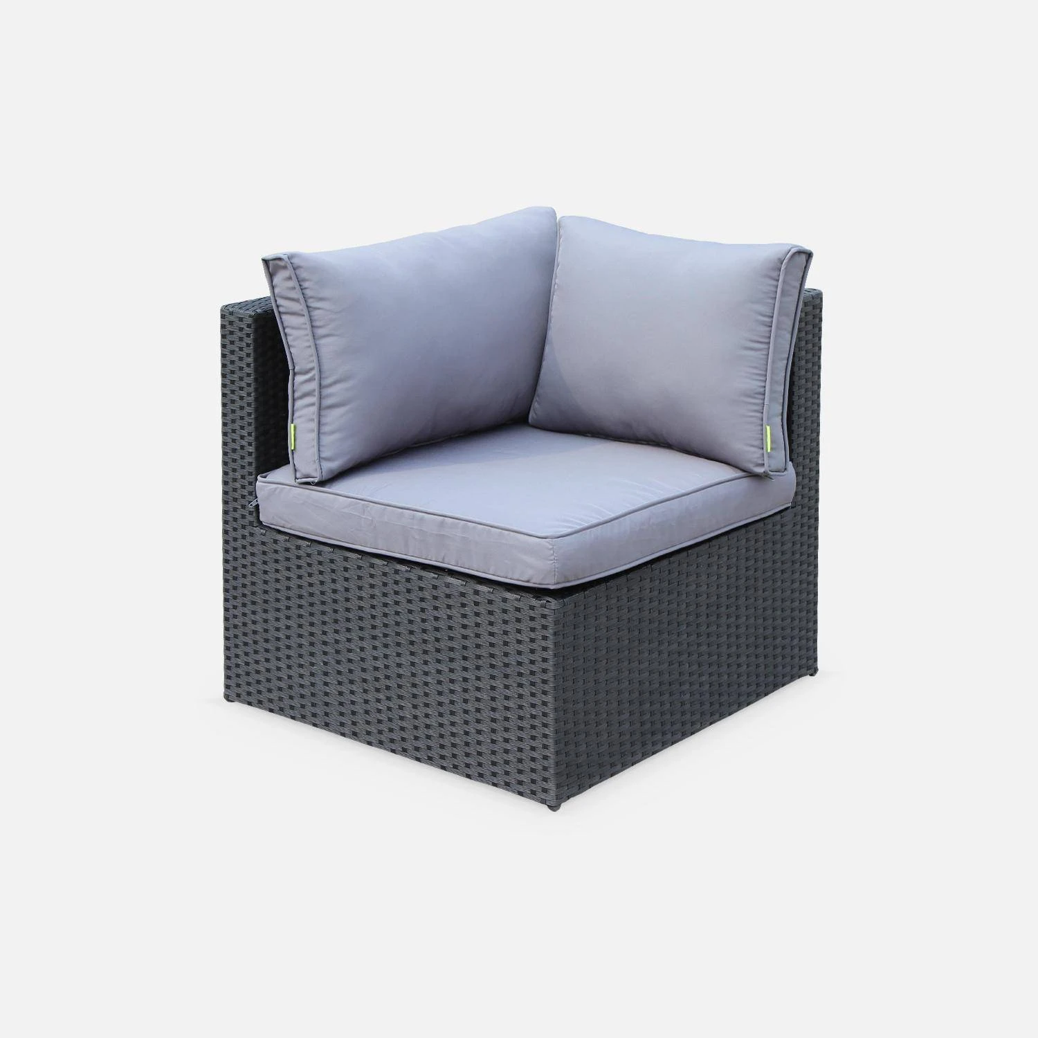 Salon De Jardin D'angle Résine Tressée 5 Places Couleur : Noir / Gris – Image 3