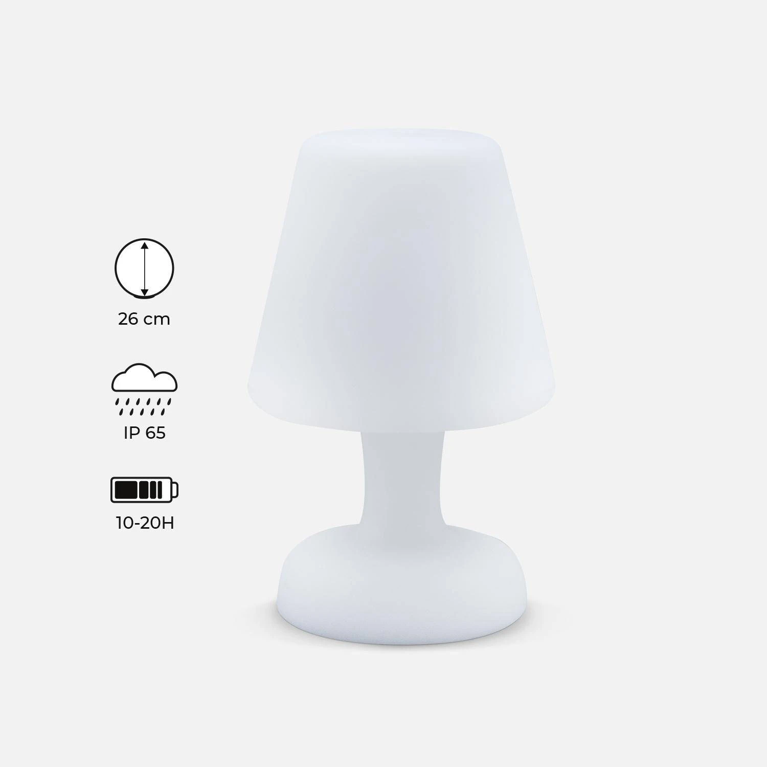 Lampe De Table LED Recharge Sans Fil, Intérieur/extérieur, 26cm – Image 2
