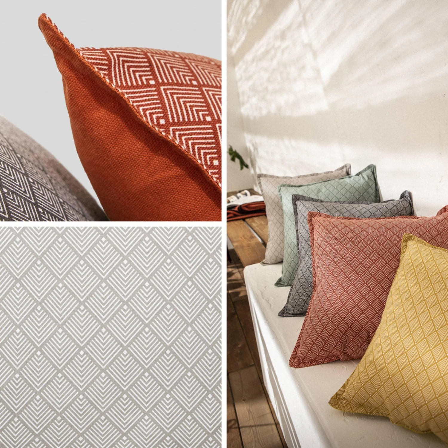 Lot De 2 Coussins De Décoration - 38x38cm - Carré Couleur : Gris Taupe – Image 2