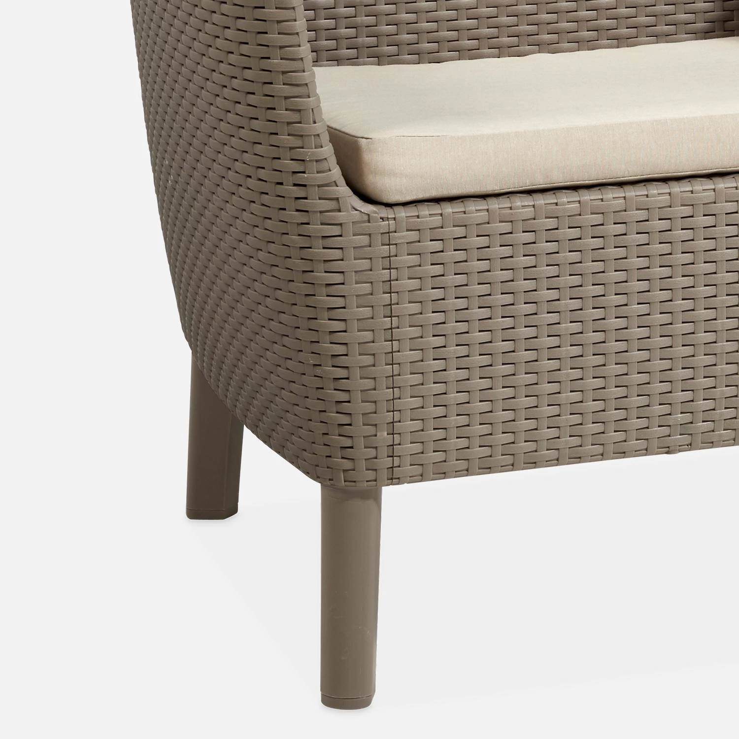 Salon De Jardin Imitation Rotin 4 Places Couleur : Cappuccino / Sable – Image 5