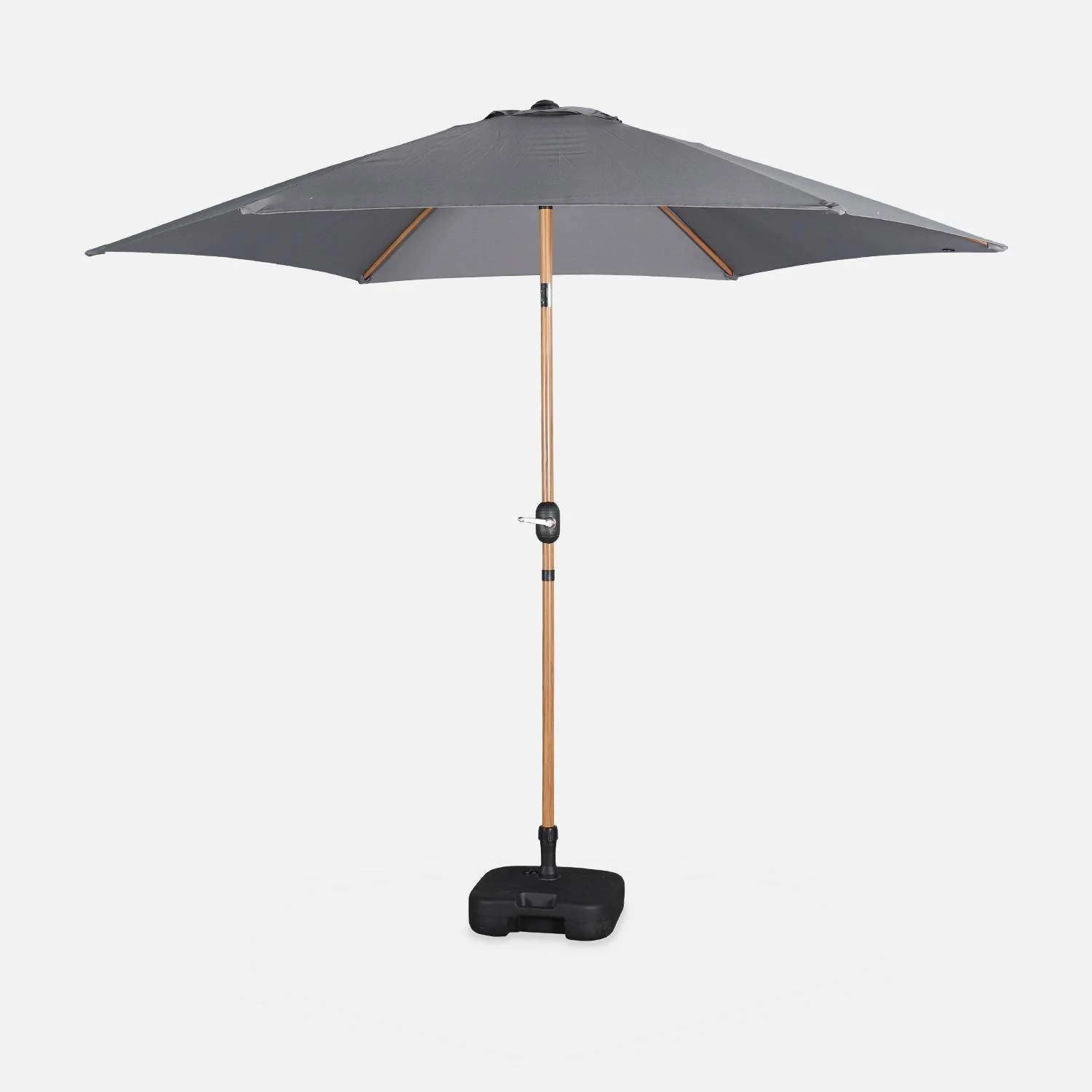 Parasol Rond 3m, Mât Effet Bois Couleur : Gris – Image 3