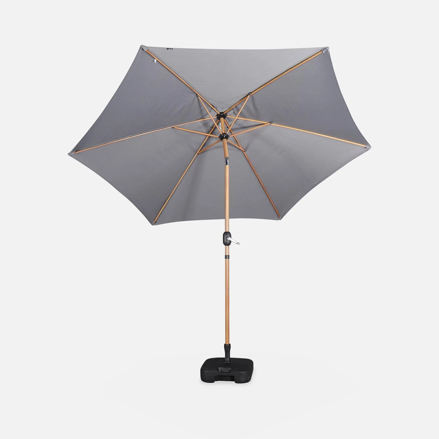 Parasol Rond 3m, Mât Effet Bois Couleur : Gris – Image 4