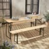 Table Bois + 2 Bancs Pliable, 6 Places