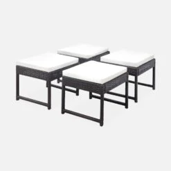 Lot De 4 Poufs Pour Table De Jardin Couleur : Marron / Ecru