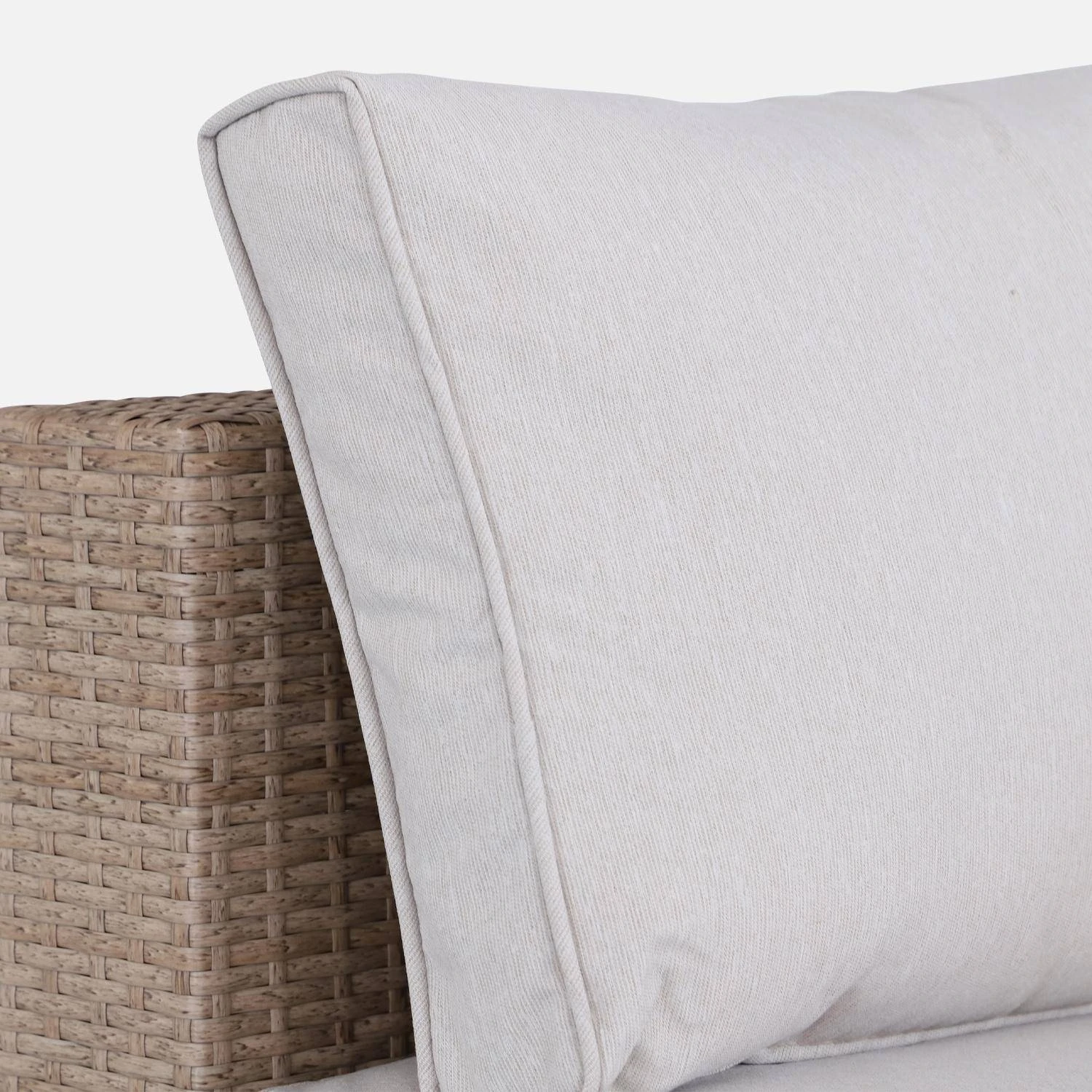 Fauteuil De Jardin + Repose Pieds, Résine Tressée Couleur : Beige / Beige – Image 4