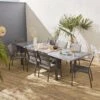 Table De Jardin Extensible Aluminium, 8 Chaises Couleur : Anthracite